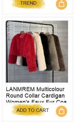 LANMREM Trendy Women's Faux Fur Coat Printed Colorful Furry Coats Autumn Winter Chic Suit Collar Thick Long Overcoat 2DB5840
