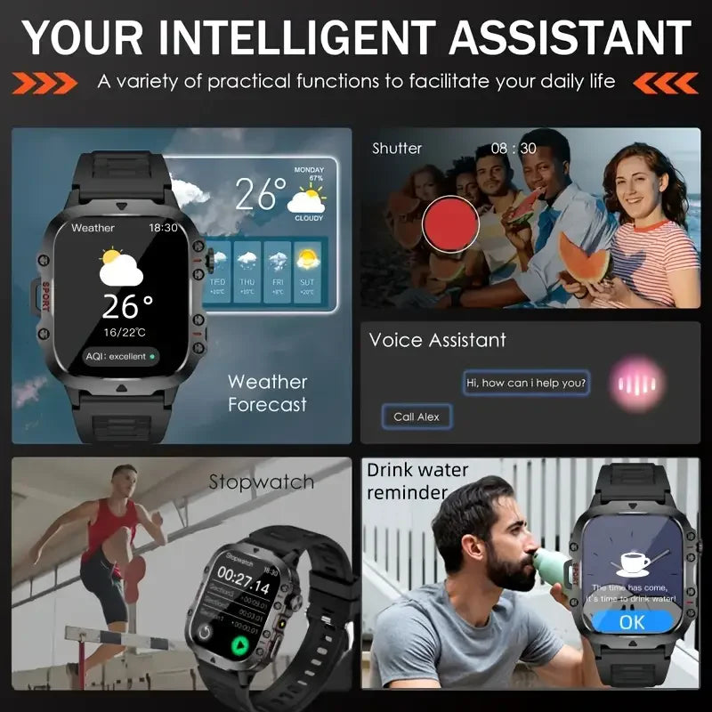 Bluetooth Smartwatch | Heart Rate Sleep Tracker | Gift for Men & Women