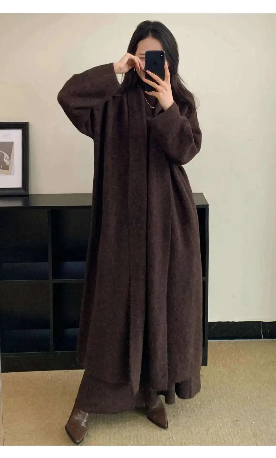 Ensemble 3 Pièces Tricoté Élégant Femme – Long Cardigan, Gilet Sans Manches, Jupe Longue Taille Haute Évasée