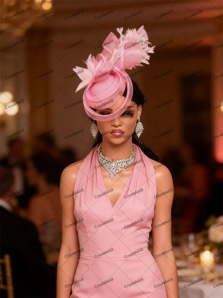 Elegant Women's Fascinator Kentucky Derbie Headwear Chapeau Cap With Feather Clips