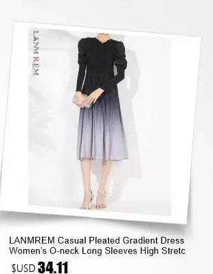 LANMREM Large Size Pleated Dress For Women Turtleneck Printing Loose Dresses Female Casual Clothing 2025 Spring New 2DB2113