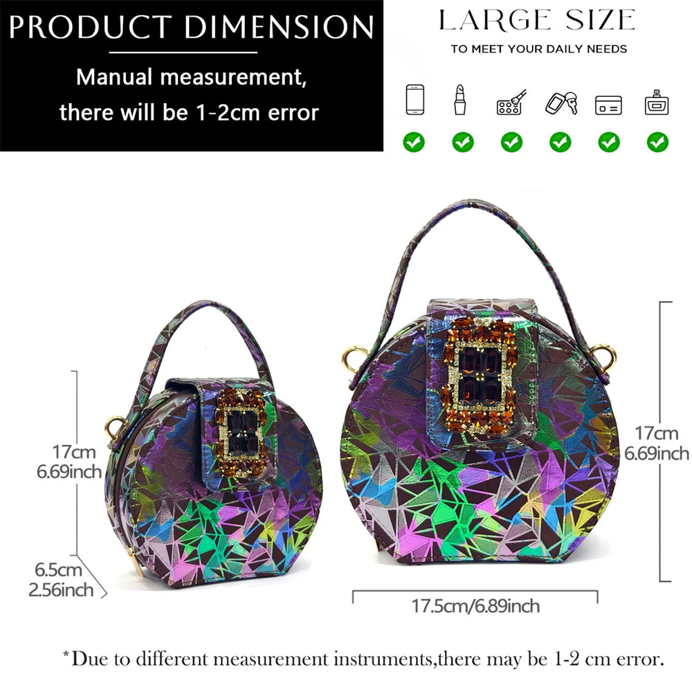Elegant Women Heels for Peep Toe Good Material Design Rhinestone Fuchsia Sandals Italian Shoes and Bags