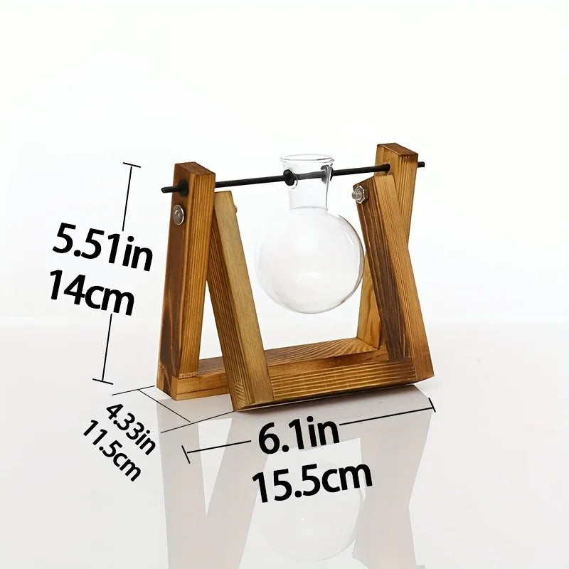 Glass Propagation Station | Hydroponic Plant Vases in Wooden Rack | HotTrendyPicks