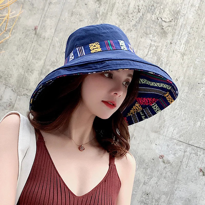 Women's Wide Brim Double-Sided Bucket Hat
