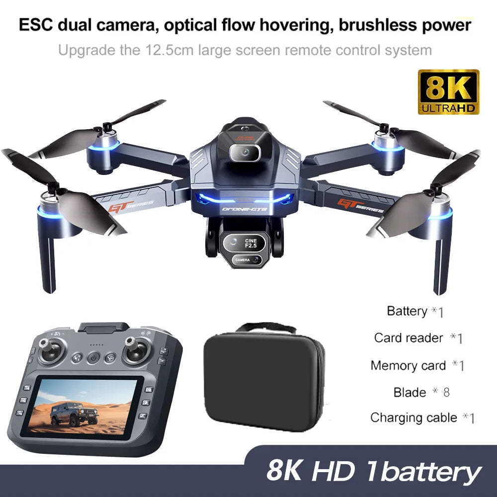 GT8 Mini Drone 8K WiFi GPS HD Aerial Photography Quadcopter with Cameras Toys