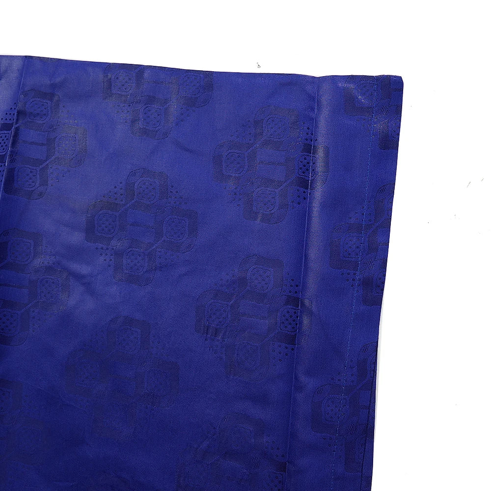 Men's African Traditional 3PCS Outfit  Blue Bazin Riche Agbada Embroidered Robe