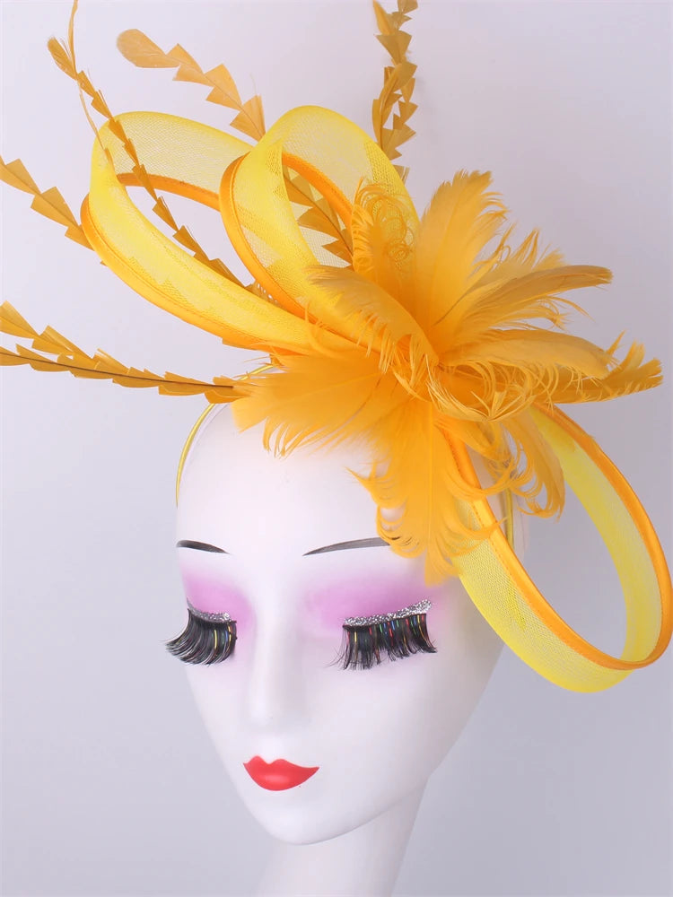 Wedding Veils Wedding Pillbox Cap Women Vintage Red White Black Fascinators Hat New Fashion Party Headpiece Feathers Hats Femme