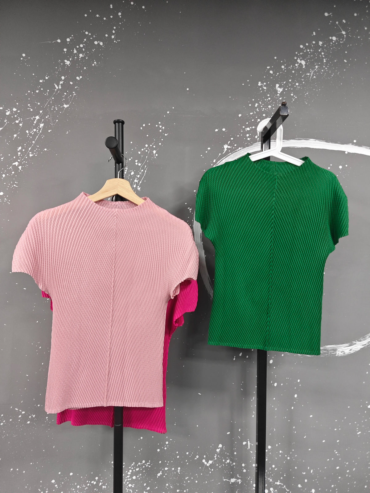LANMREM Stand Collar Dragon Scale Pleated T-shirt High-end Versatile Slimming Short Sleeved Women's Summer Pullover Tops 2DB3044