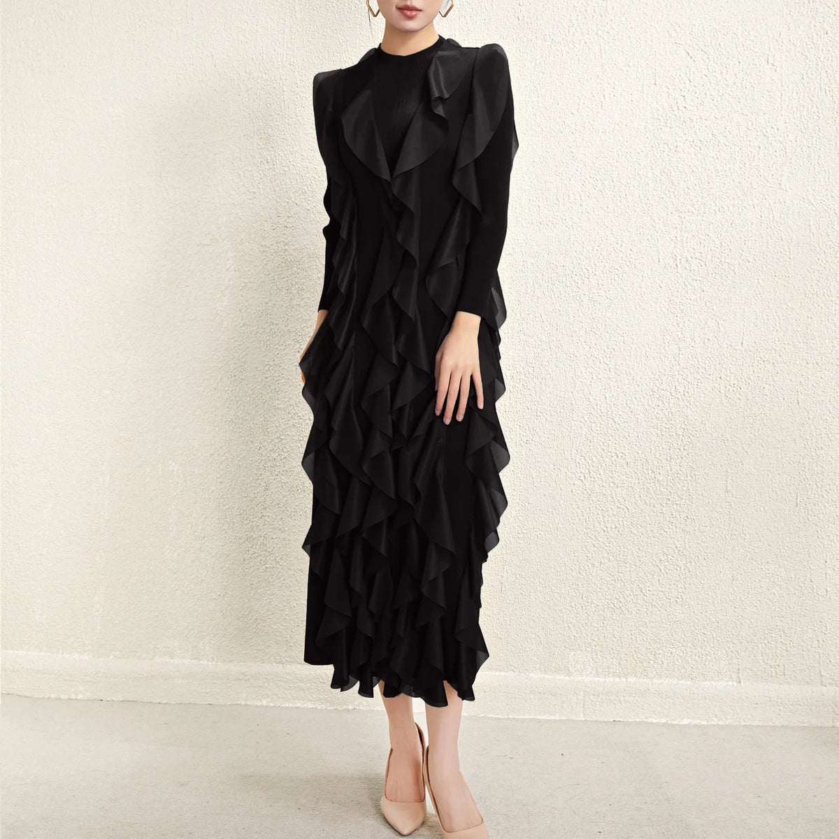 Women's Pleated A-Line Midi Dress