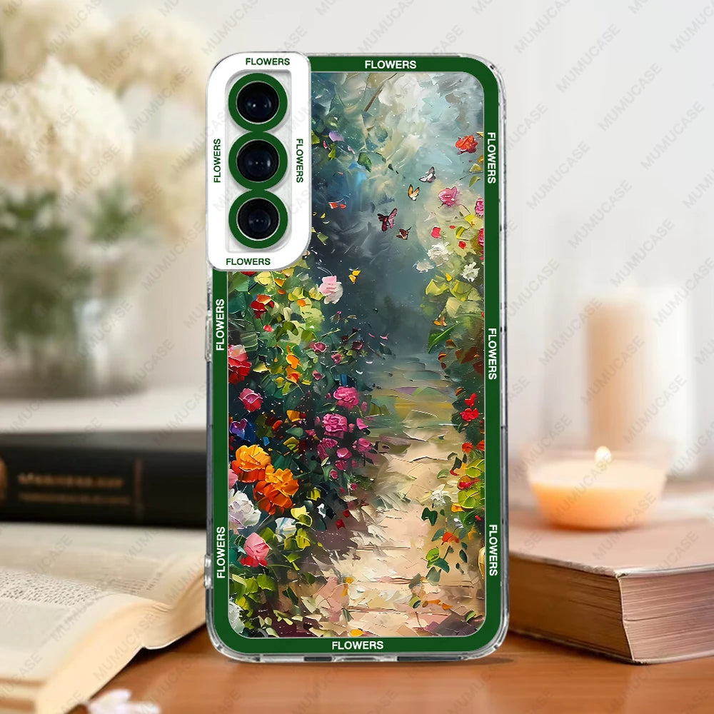 Samsung Galaxy A-Series Soft TPU Phone Case – Oil Painting Floral Design