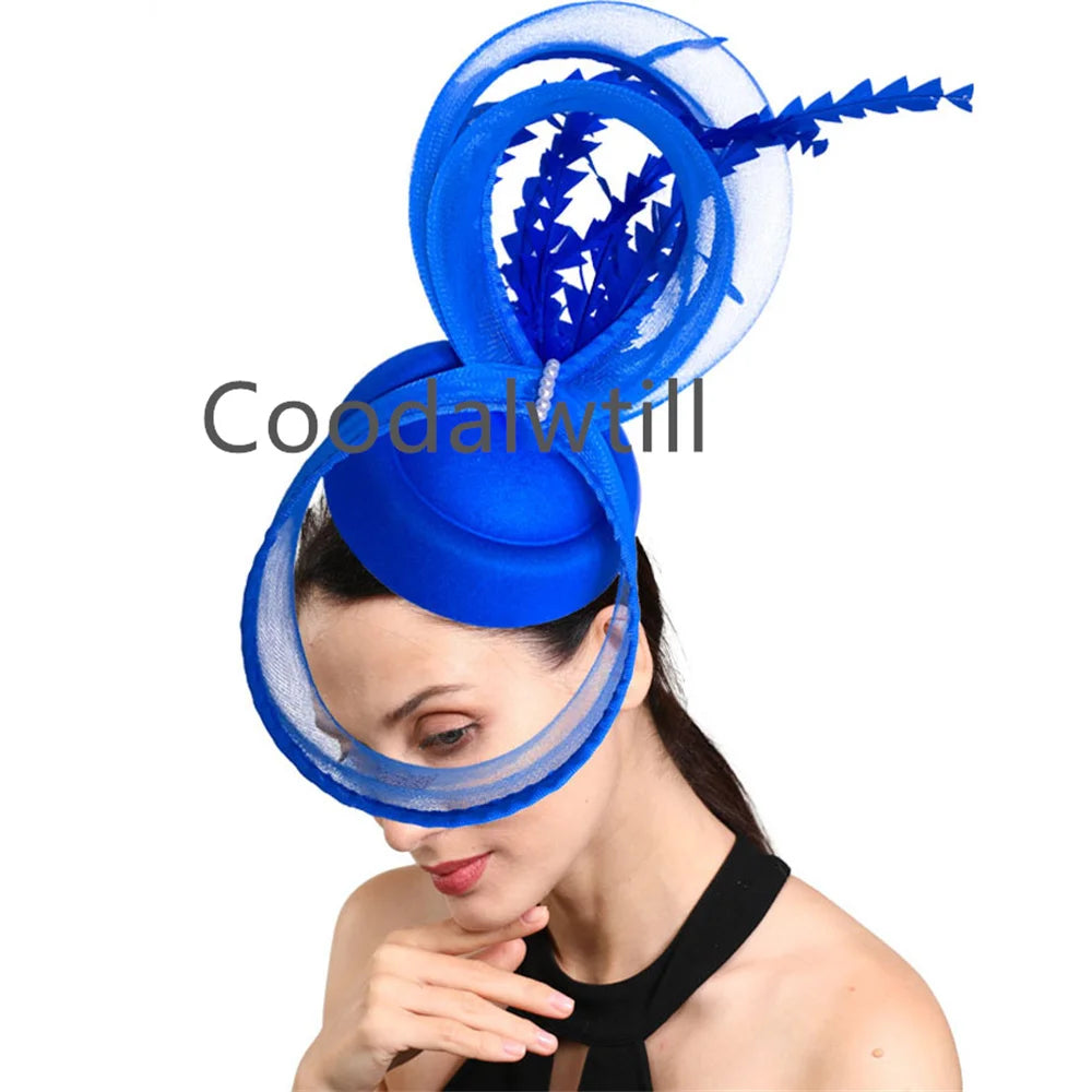 Charmant Fascinateur en maille pour femme Élégant Derby Plume Accessoires pour cheveux