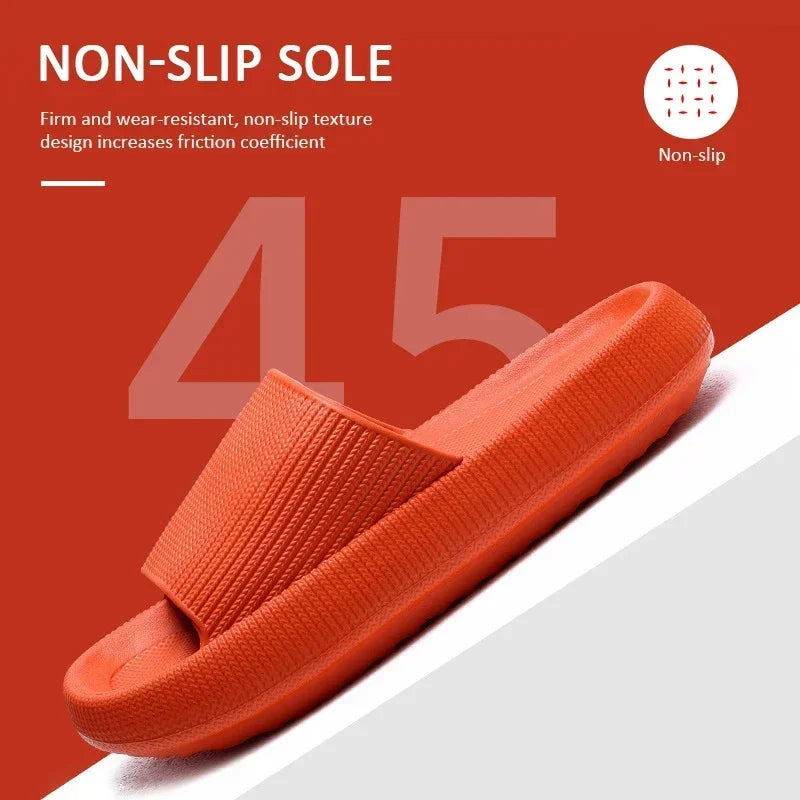 EVA Thick Sole 4cm Bathroom Slippers Cloud-Like Comfort Home Use Couple Height Increasing Indoor Solid Color Summer Sandals