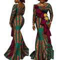 Long Sleeve African Dresses for Women Cotton Ankara Print African Clothes for Wedding Wear Lady Dashiki Party Dresses WY9200