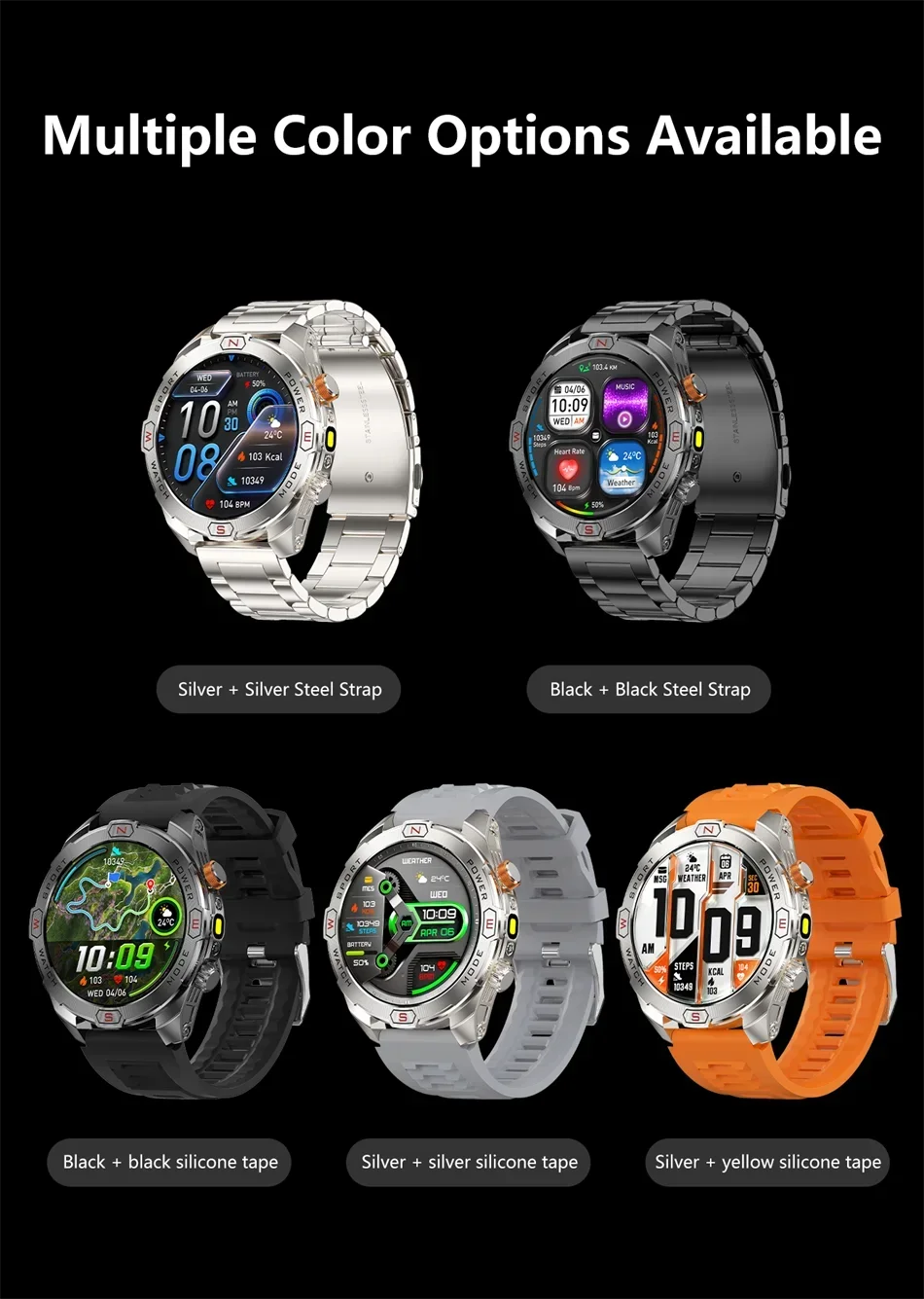 Military Grade 1200 mAh Battery Smart Watch Men LED Flashlight Outdoor Sports Fitness Tracker Compass Bluetooth Call Smartwatch