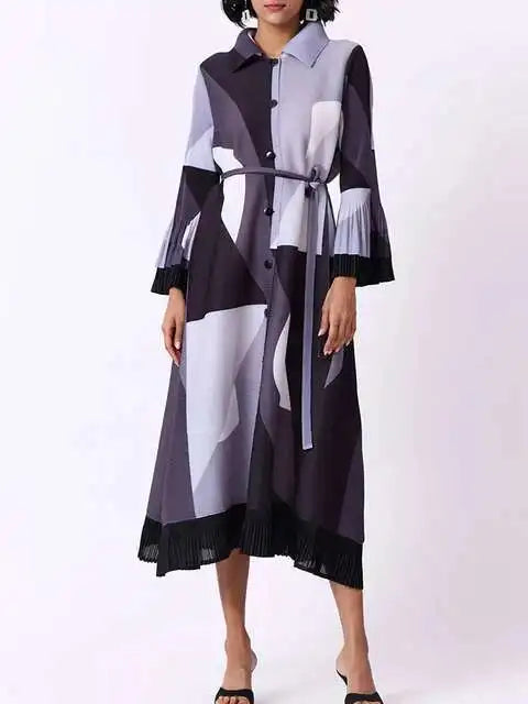 Women's Pleated A-Line Midi Dress