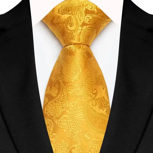 Cravates pour hommes jaunes de 8 cm de largeur, motifs Paisley à pois, faites à la main