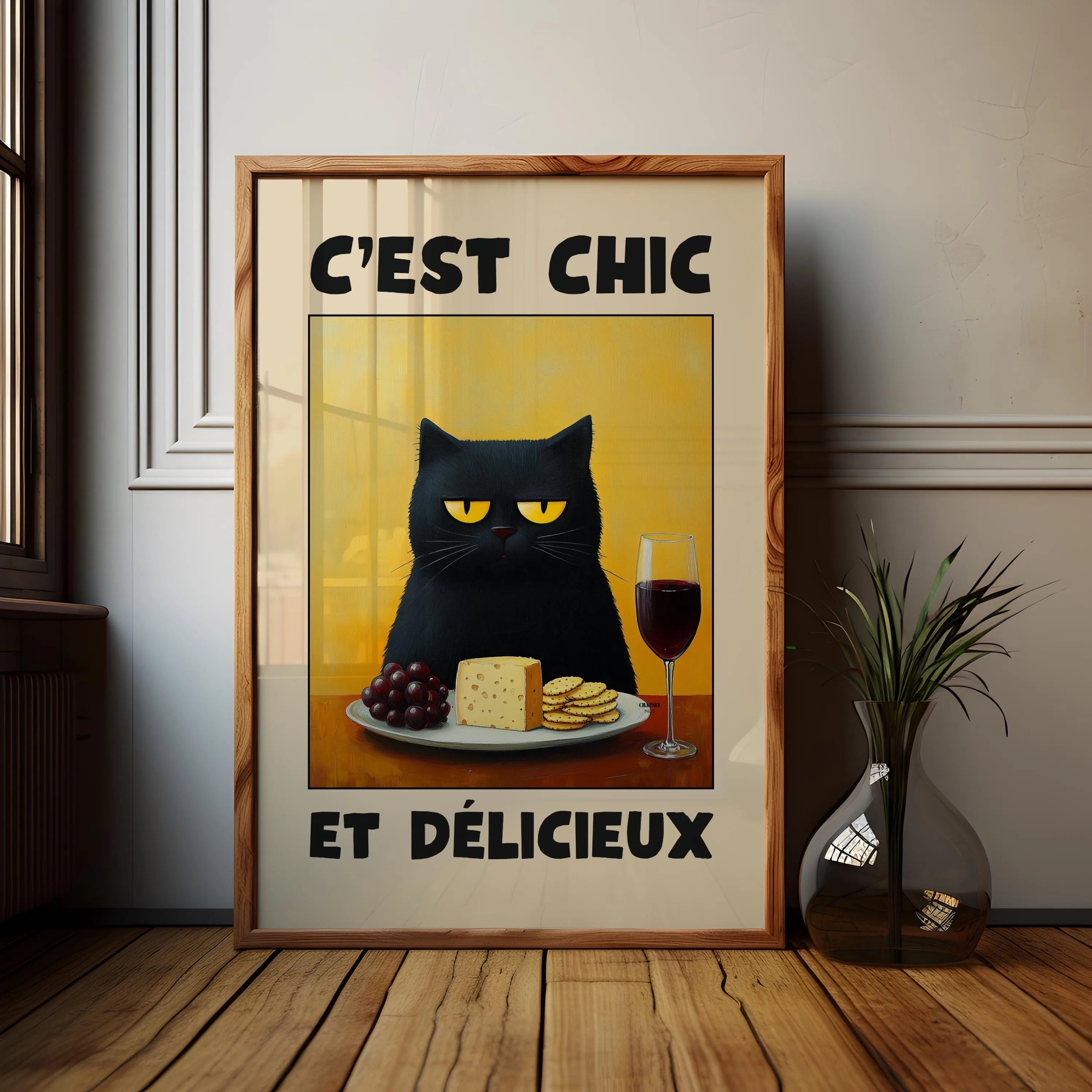 Black Cat & Dog Canvas Wall Art | Mid-Century Home Decor Gift | HotTrendyPicks