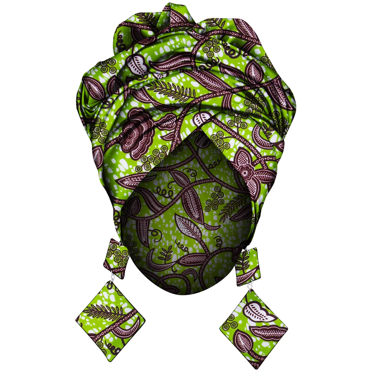 African Fashion Style Headscarf Earring for Women Handmade Ankara Print Women Ear Wear and Head Wrap 2 Pieces Wyb880