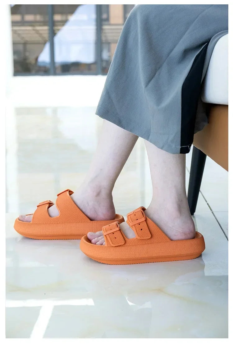 New Women's Slippers Thick Bottom Anti-Slip Home Outdoor Sandals Comfortable EVA Material Pure Color Slippers