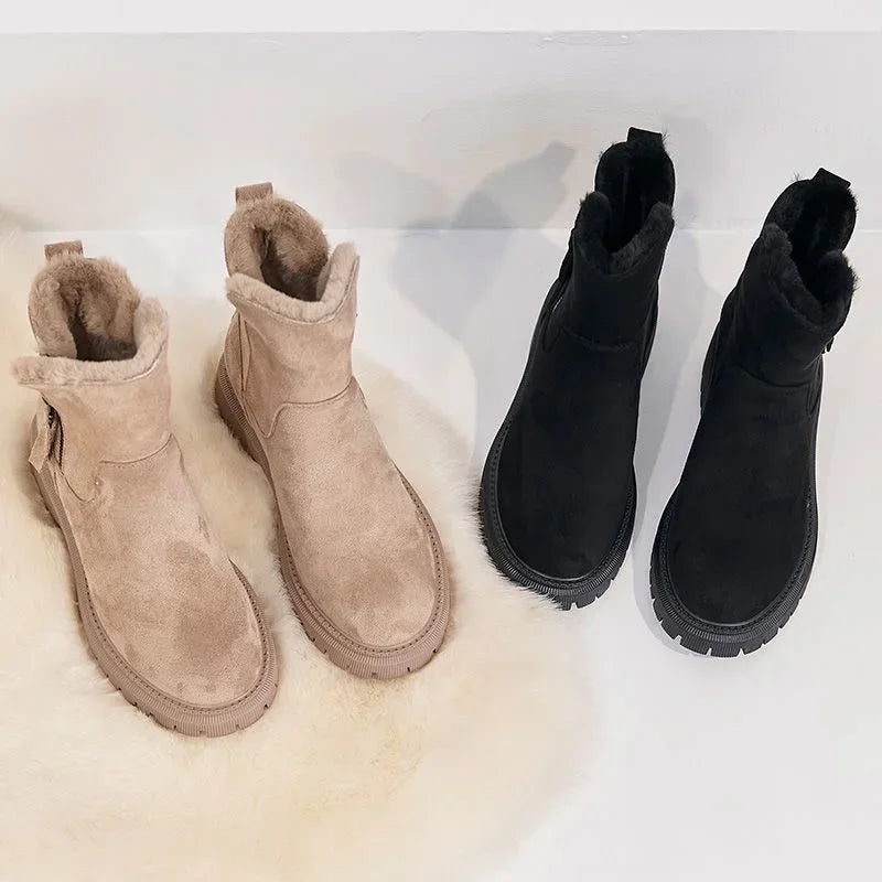2025 Winter Women's Boots Plush Warm Snow Boots Fashion High Top Cotton Boots for Women Tassel Zipper Ankle Boot Botas De Mujer