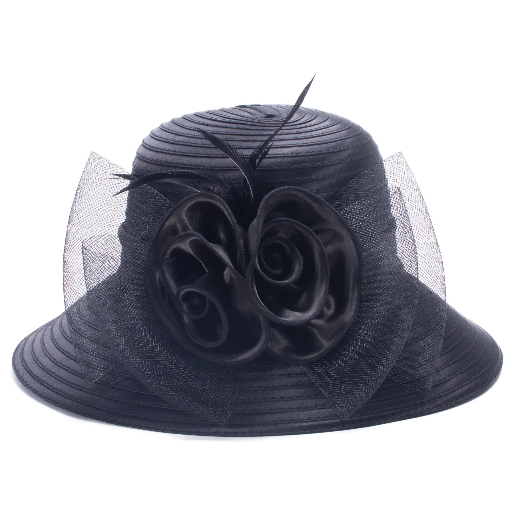 Lawliet Chapeaux d'été à large bord pour femmes, avec plumes, résille, fascinateur, chapeaux de plage, de mariée, de mère, de mariage, de derby, d'église, casquette A433