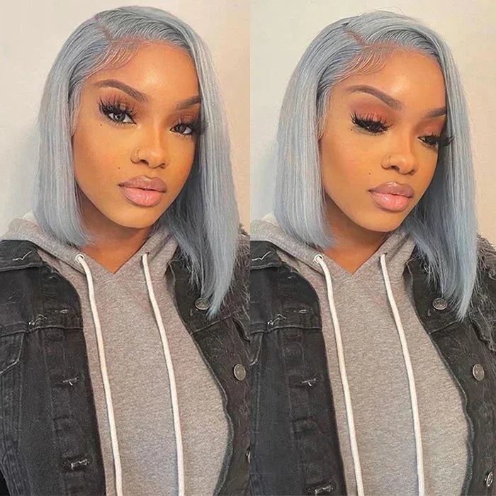 Silver Grey Bob Wig | 13×4 HD Lace Front Human Hair Wig