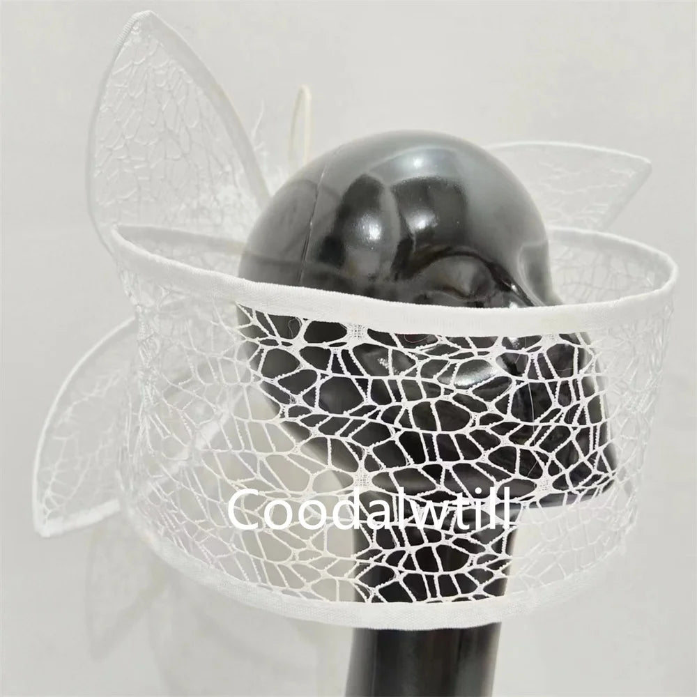 White Wedding Mesh Fascinator Hat New Fashion Women Church Headpiece Net Bride Mariage Millinery Cap Femme Chapeau Cap Party