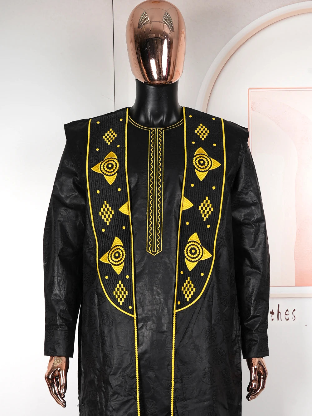 3 PCS Set African Clothes for Men Dashiki Tradition Outfit Robe Embroidery Tops Pants Suits Bazin Muslim Wedding Party Clothing
