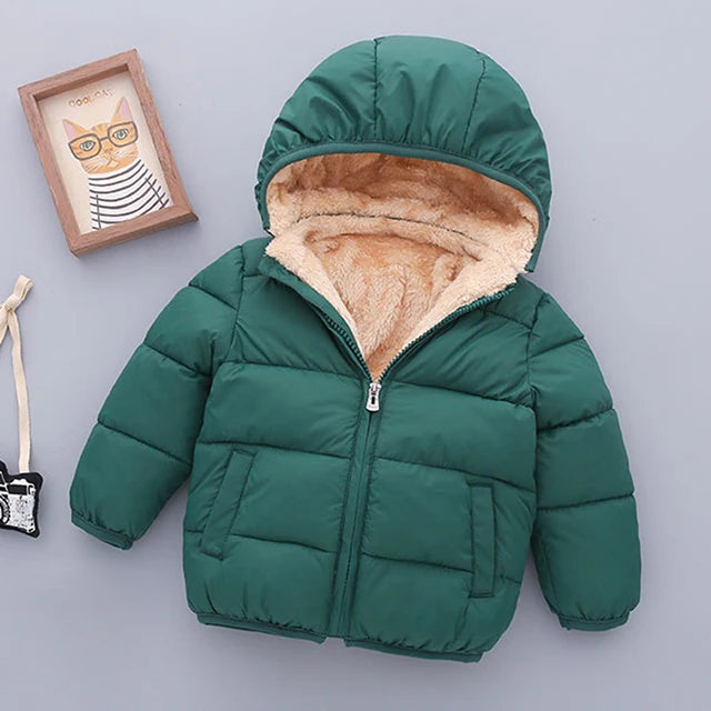 Kids’ Hooded Winter Jacket with Zip Front