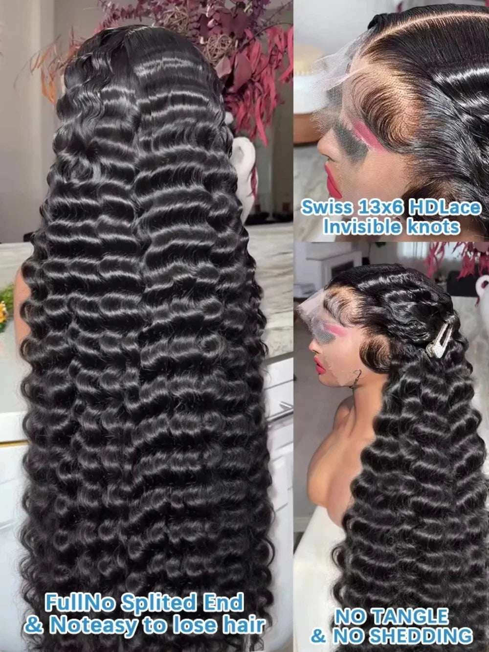 40 Inch Loose Deep Wave Brazilian Human Hair Wig 13x6 HD Lace Frontal 13x4 Lace Wig Frontal for Women with Swiss Lace Average Cap Size