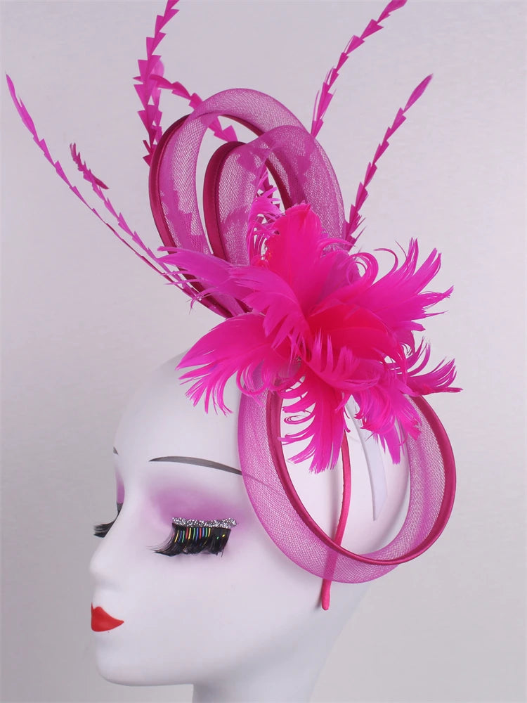 Wedding Veils Wedding Pillbox Cap Women Vintage Red White Black Fascinators Hat New Fashion Party Headpiece Feathers Hats Femme