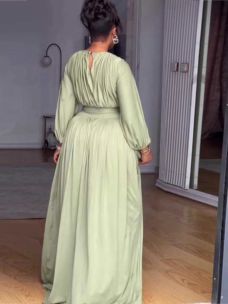 Women's Clothing Autumn 2-piece Long Sleeve Top and Long Skirt Set Casual Dress