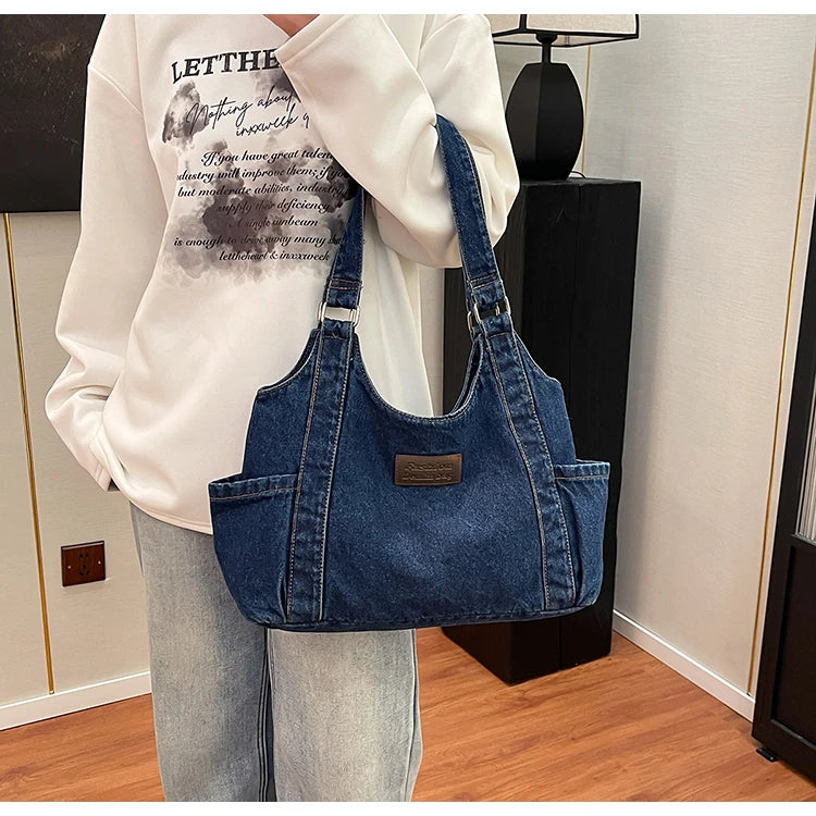 Fashion Luxury Women's Shoulder Bag Denim Fabric High Quality Women's Handbags Large Capacity Multi Functional Women‘s Tote Bag