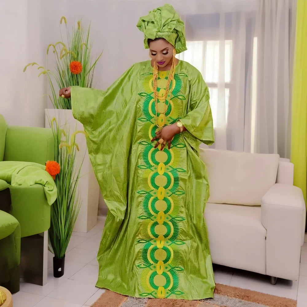 Plus Size Luxury Boubou Gown | Bazin Riche Embroidery African Wedding Dress | Women