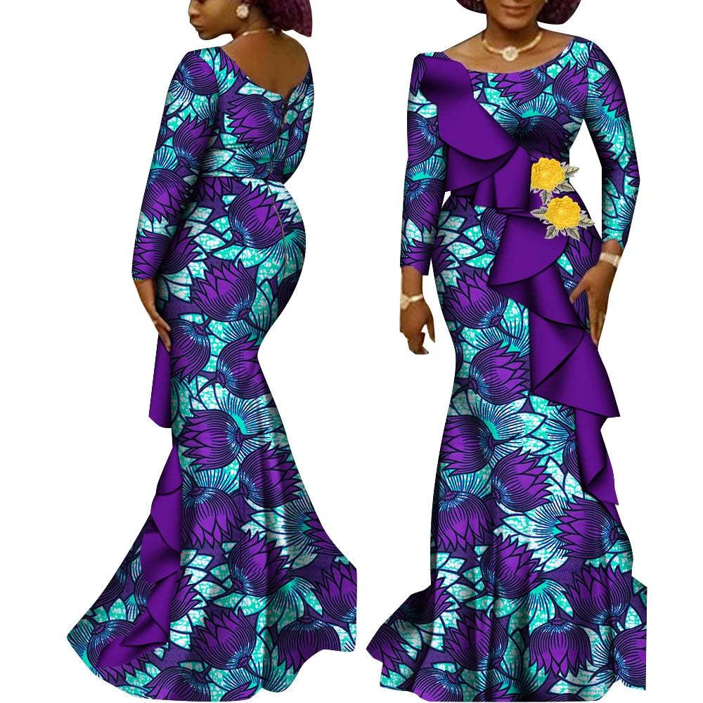 Women’s Ankara Print Long Sleeve Kanga Dress – Cotton | Dashiki Style | Wedding, Party & Occasion | XS–6XL + Custom | 22 Prints
