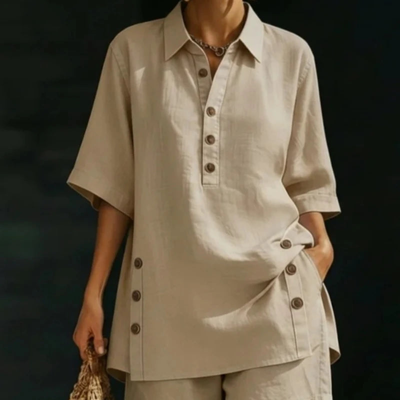 Women's Solid Colour Short Pants Set | Elegant Loose 2-Piece Summer Suit | HotTrendyPicks