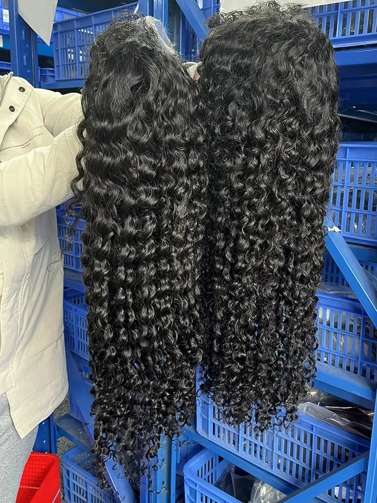 Perruques de cheveux humains brésiliens bouclés à l'eau pré-épilées Hd 250 % Loose Deep Wave 30 38 40 pouces 13x6 HD Lace Frontal