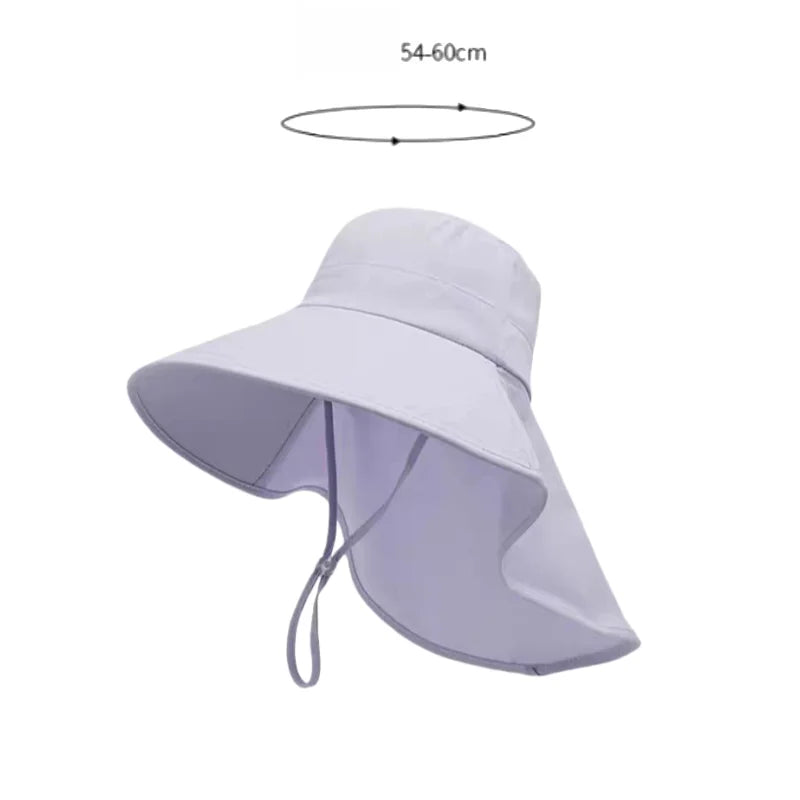 1pc Women Sun Hat Anti Hiking Fishing Hats Wide Brim Foldable Summer Beach Hat with Neck Cover Outdoor Visor Caps