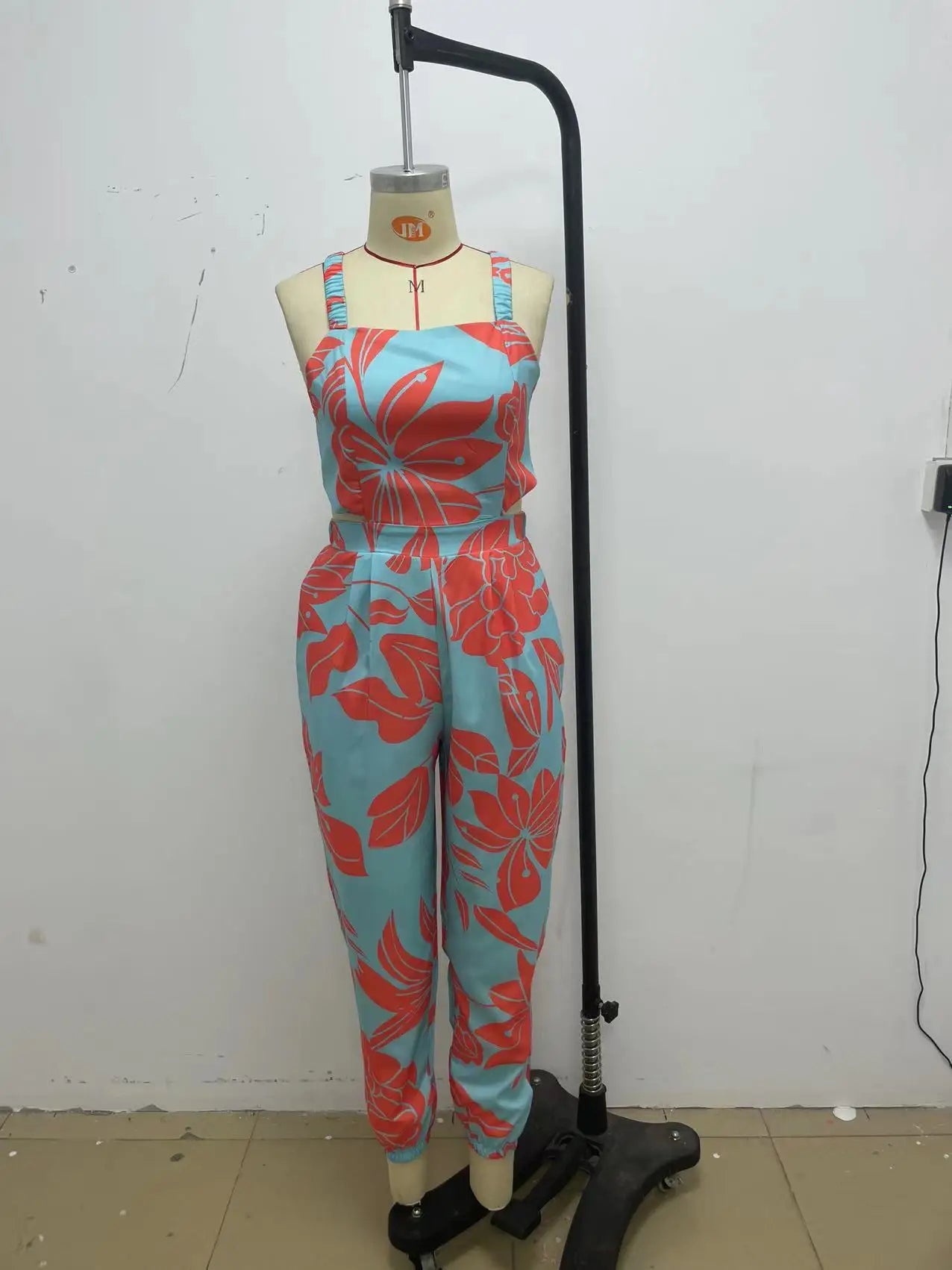 Elegant Women's jumpsuit Summer Fashion Strap Hollow Sexy Off waist Printed jumpsuit