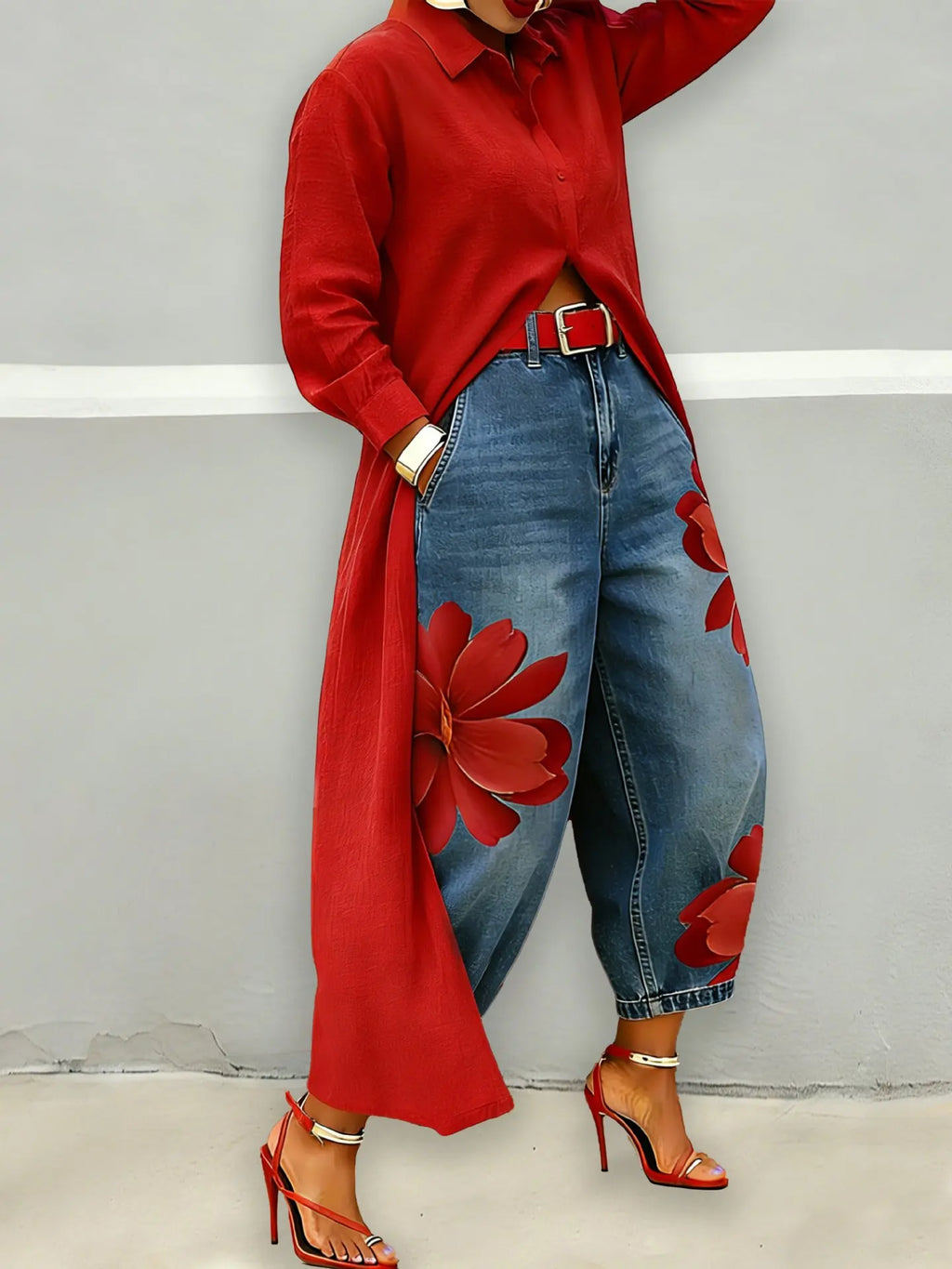 Casual Plus Size Shirt for Women's Longline Button Down Shirt Long Sleeve Loose Fit Maxi Tunic Blouse Open Front Cardigan Top
