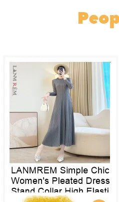 LANMREM Tie Flower Lantern Sleeve Pleated Women's Dress 2026 Spring New Lace Up Waist Design Round Collar Elastic Cloth 2DB6619