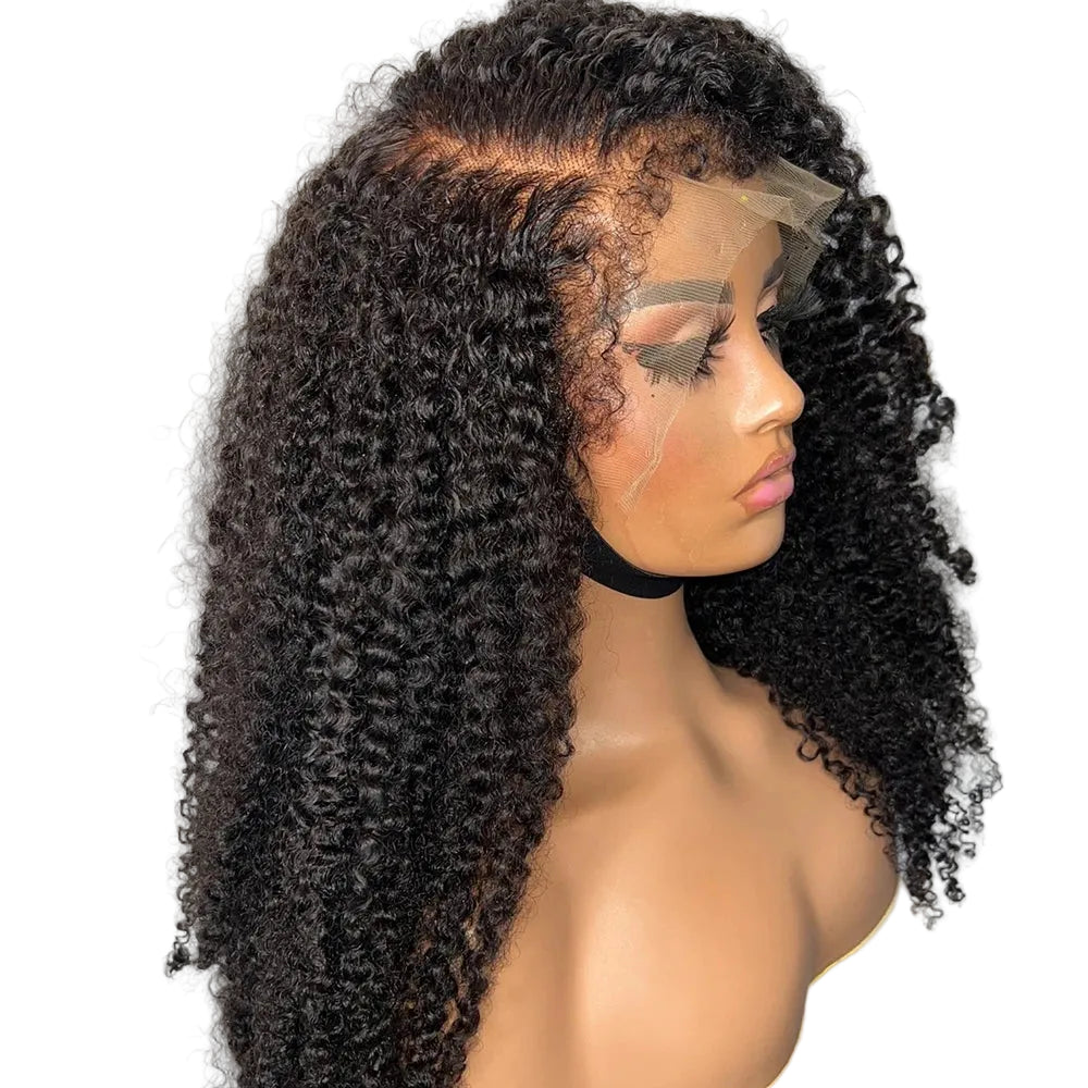 Péruvienne 4C Blend Edges Afro Kinky Curly Perruque Lace Frontale Complète 360 Cheveux Humains 100% 13x4 Perruques Lace Frontales Cheveux Humains Bye-Bye Knots 250%