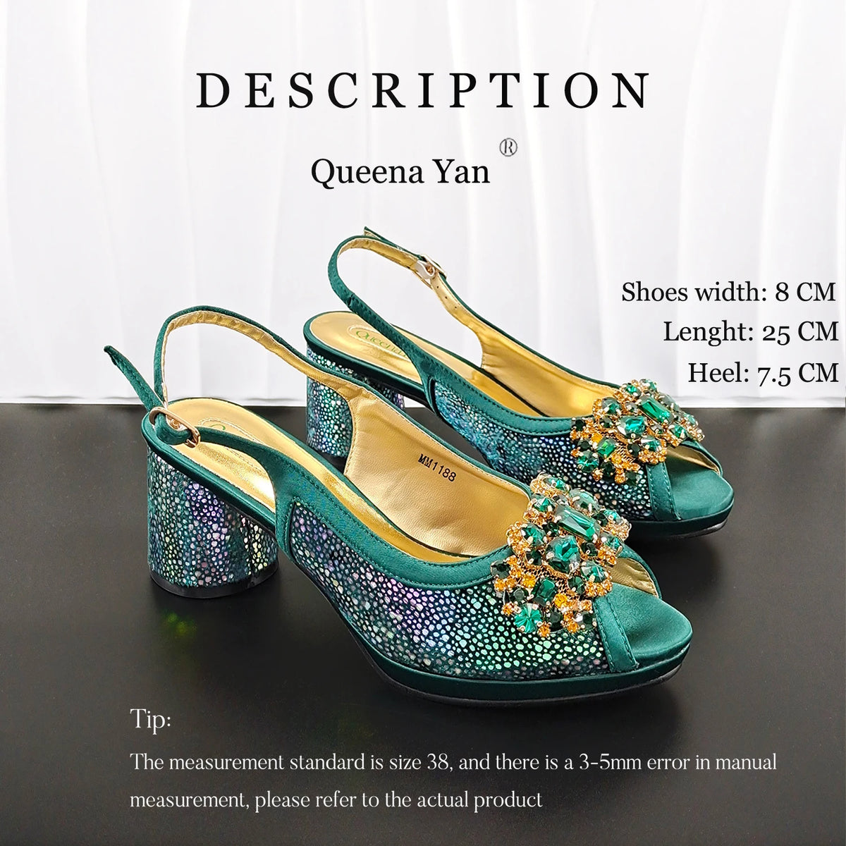 New INS Style Fashion Itlian Design High Heels Shoes  and Bag Set Rhinestone-Embellished Designer Shoes Heel Perfect for Party