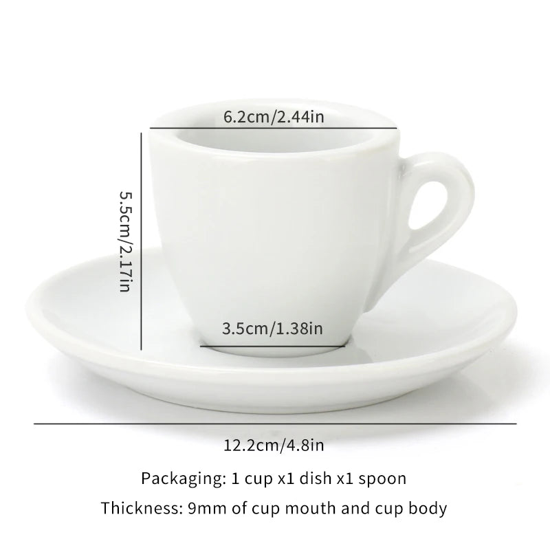 Ceramic Espresso Cup & Saucer Set – 50ml with Spoon