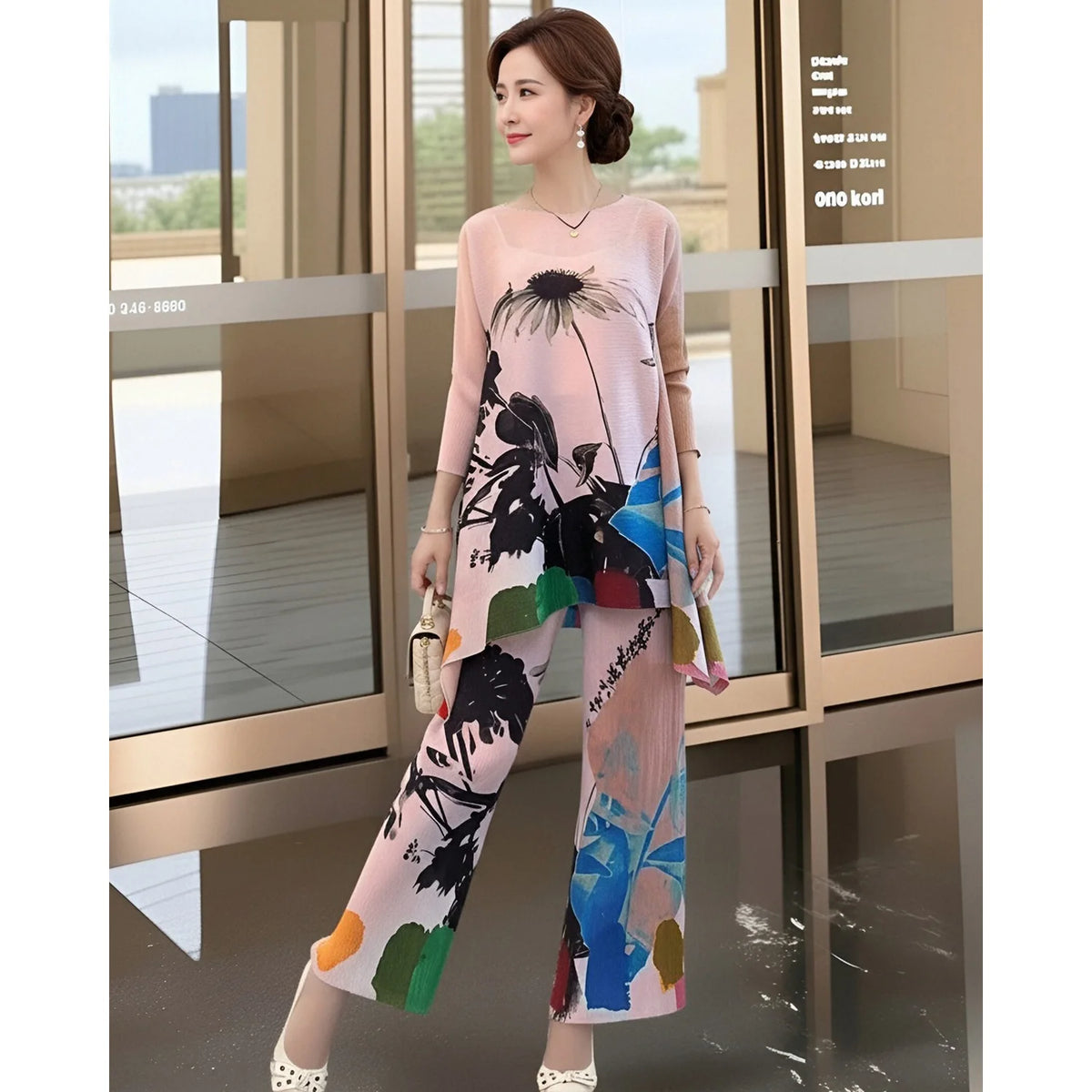 Women's Tie-Dye Two-Piece Wide-Leg Trousers Set