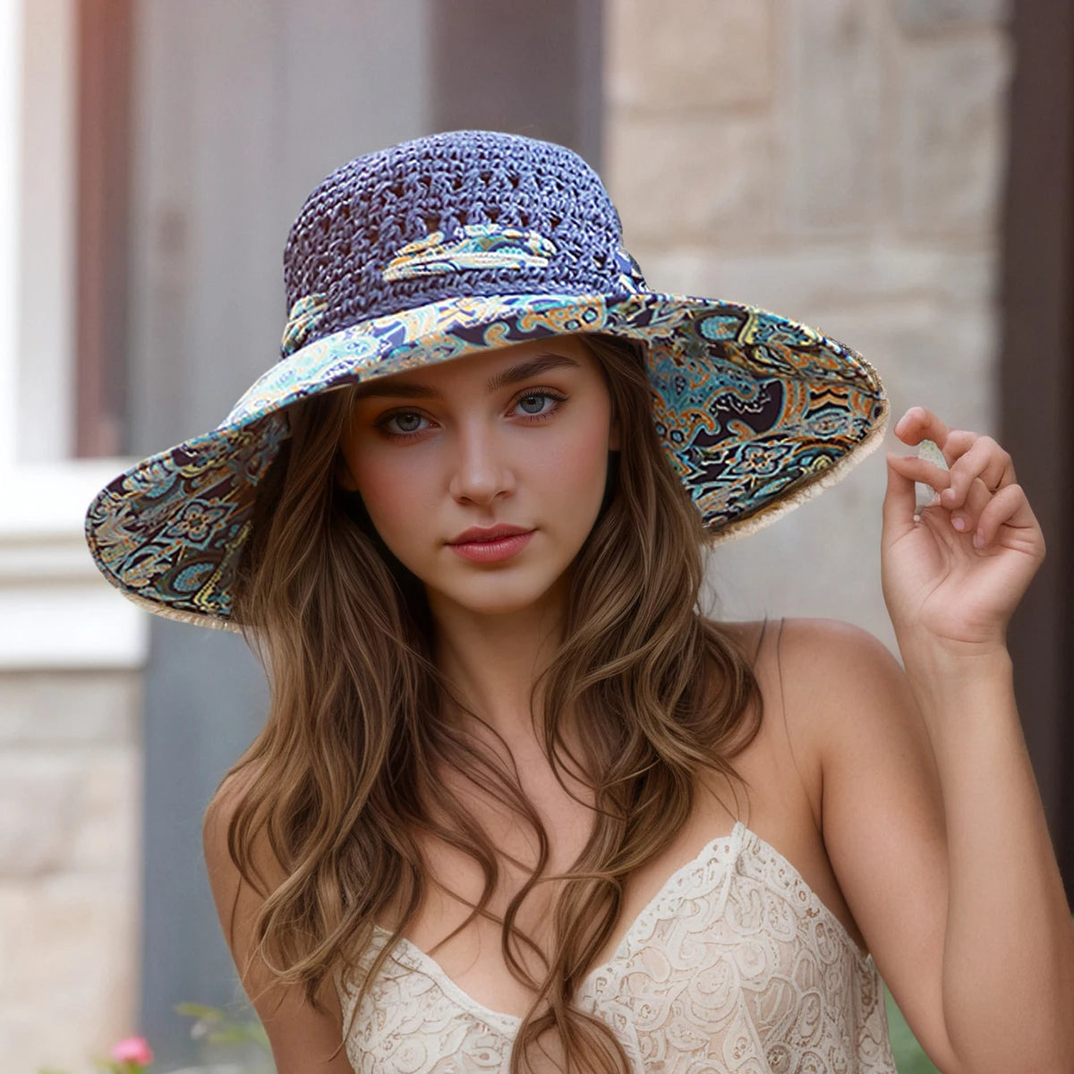 Reversible Wide Brim Sun Hat | UV Protection & Printed Design