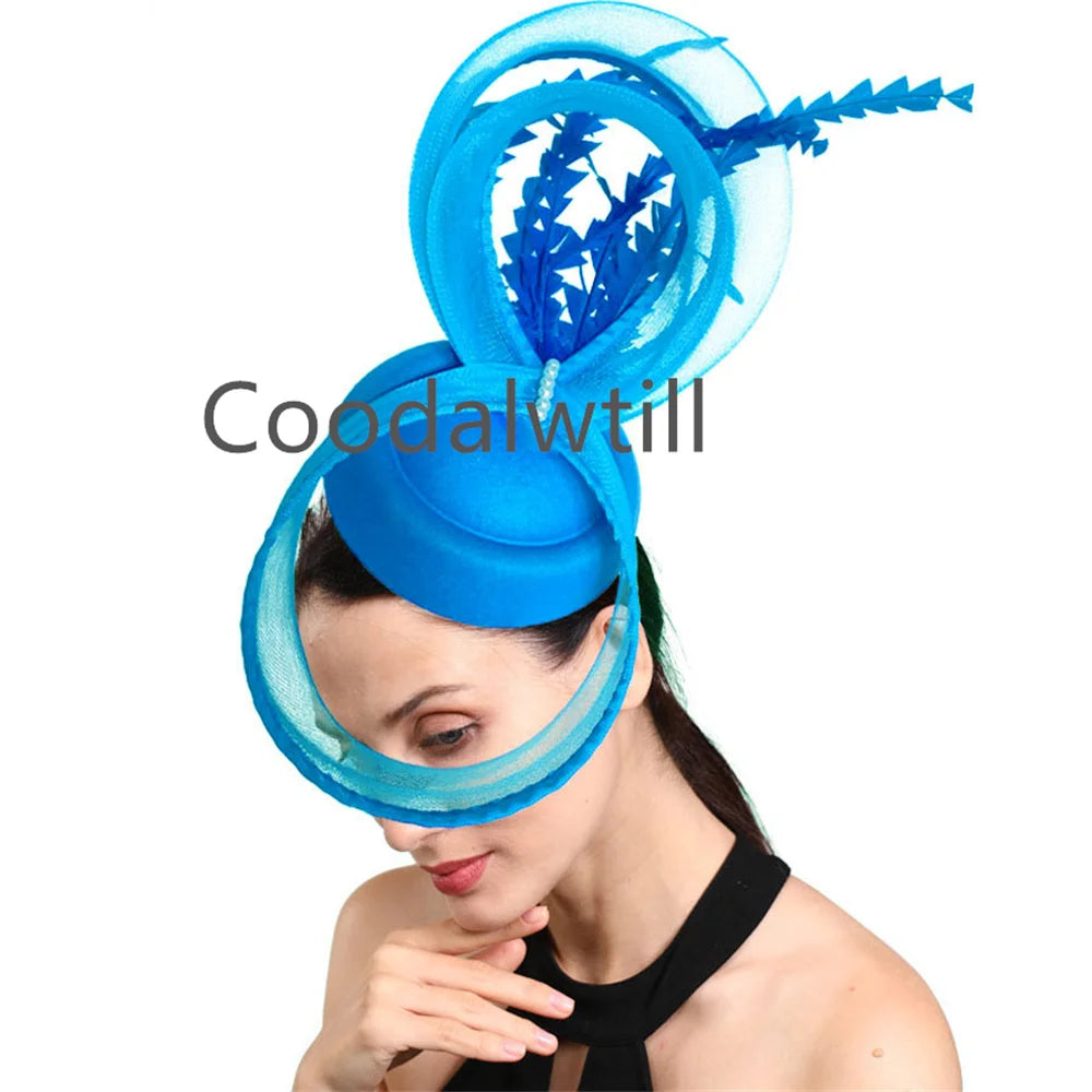 Charmant Fascinateur en maille pour femme Élégant Derby Plume Accessoires pour cheveux