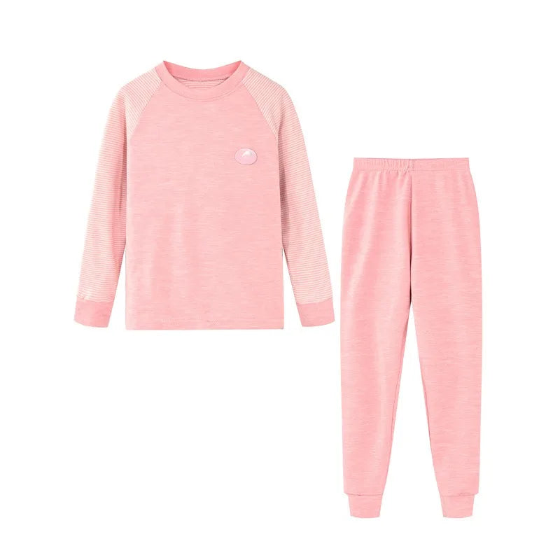 Boys Thermal Fleece Thermal Underwear 37°C Constant Temperature Warm Two-Piece Winter Pajamas Set Unisex Kids Long Johns for Ages 7-13