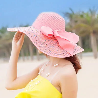 Women's Wide Brim Straw Sun Hat | Foldable Beach & Travel Hat
