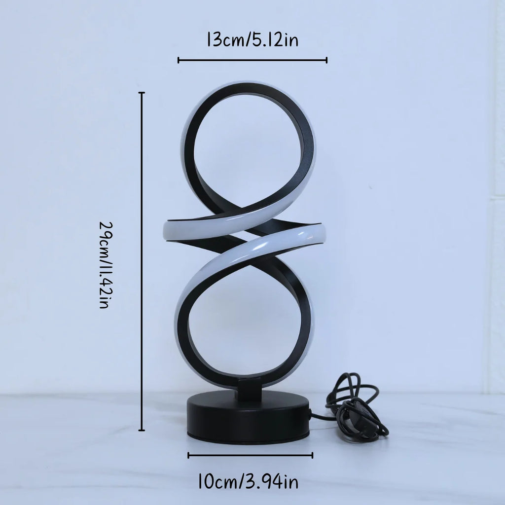 Creative spiral LED table lamp, adjustable in 3 colors, USB power supply, suitable for home bedrooms, offices, and study rooms